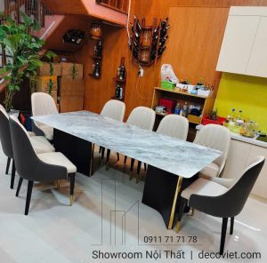 Bàn Ăn Mặt Đá 8 Ghế Cao Cấp 2496S