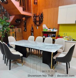 Bàn Ăn Mặt Đá 8 Ghế Cao Cấp 2496S