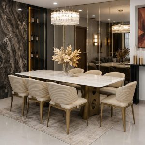 Bàn Ăn Mặt Đá 8 Ghế Cao Cấp 3011S