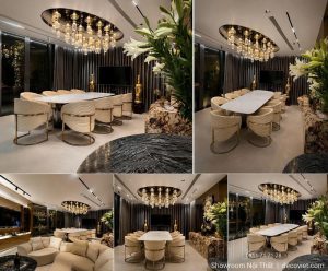 Bàn Ăn Mặt Đá 8 Ghế Luxury 3002S