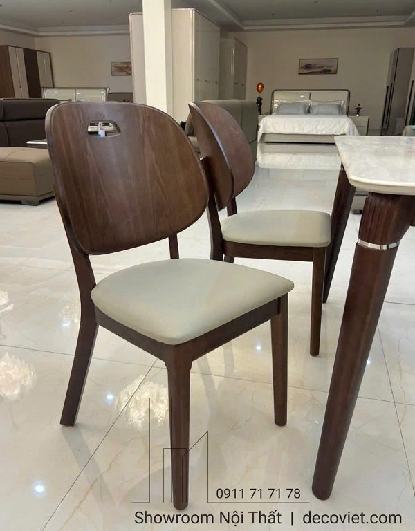 Bàn Ăn Mặt Đá Chân Gỗ 4 Ghế 2744S