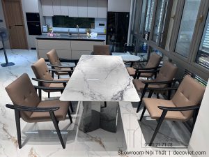 Bàn Ăn Mặt Đá Chân Inox 2946S