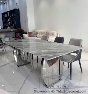 Bàn Ăn Mặt Đá Chân Inox Nhập Khẩu 2461S