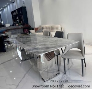 Bàn Ăn Mặt Đá Chân Inox Nhập Khẩu 2461S