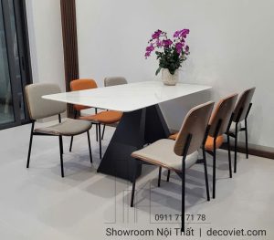 Bàn Ăn Mặt Đá Chân Sắt 6 Ghế 2741S