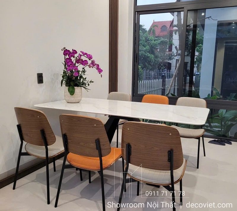 Bàn Ăn Mặt Đá Chân Sắt 6 Ghế 2741S