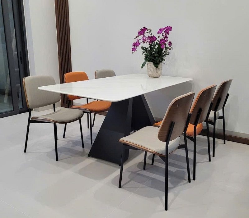Bàn Ăn Mặt Đá Chân Sắt 6 Ghế 2741S