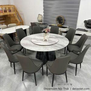 Bàn Ăn Tròn 10 Ghế Mặt Đá 1m6 2895S