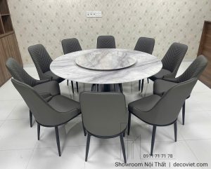 Bàn Ăn Tròn 10 Ghế Mặt Đá 1m6 2895S