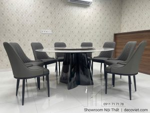 Bàn Ăn Tròn 10 Ghế Mặt Đá 1m6 2895S