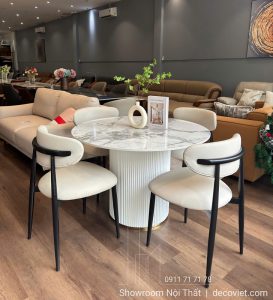 Bàn Ăn Tròn 4 Ghế Mặt Đá 2862S