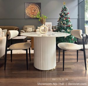 Bàn Ăn Tròn 4 Ghế Mặt Đá 2862S