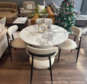 Bàn Ăn Tròn 4 Ghế Mặt Đá 2862S