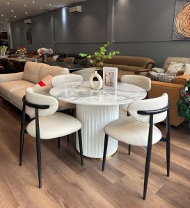 Bàn Ăn Tròn 4 Ghế Mặt Đá 2862S