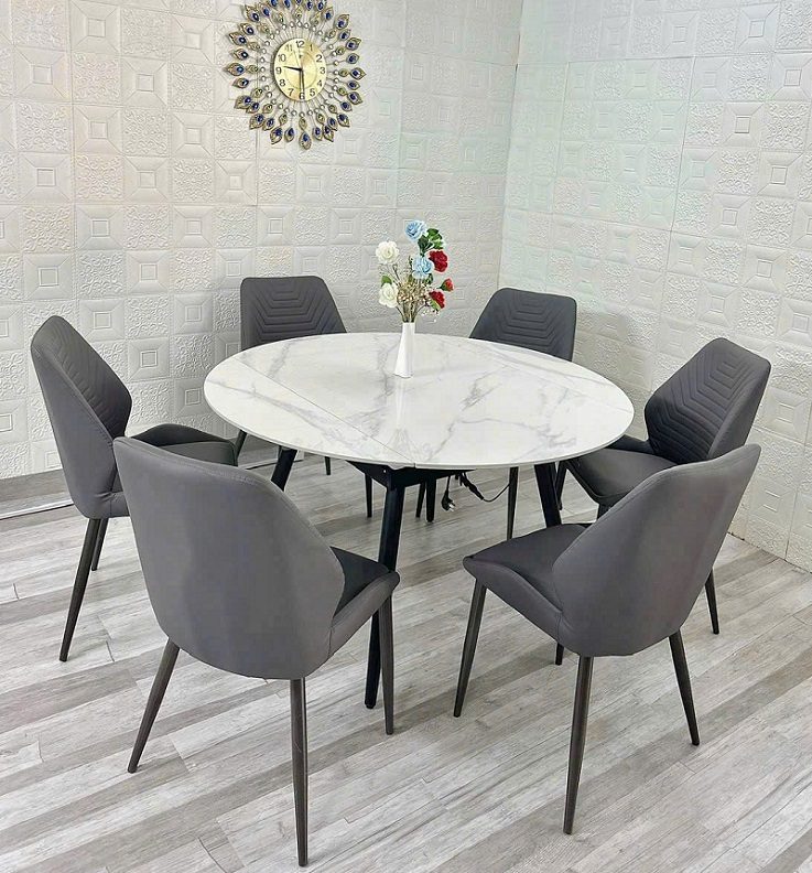 Bàn Ăn Tròn Gấp Gọn Mặt Đá 2405S