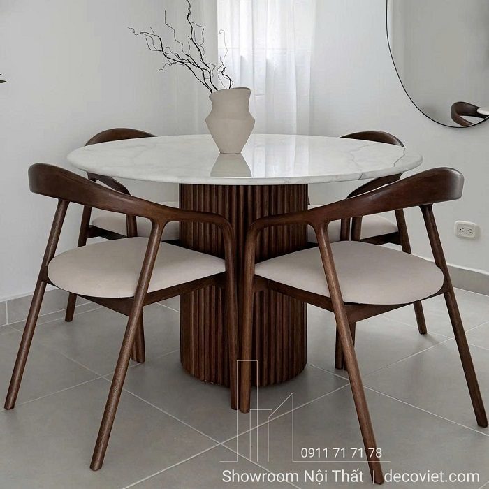 Bàn Ăn Tròn Gỗ 4 Ghế 2911S