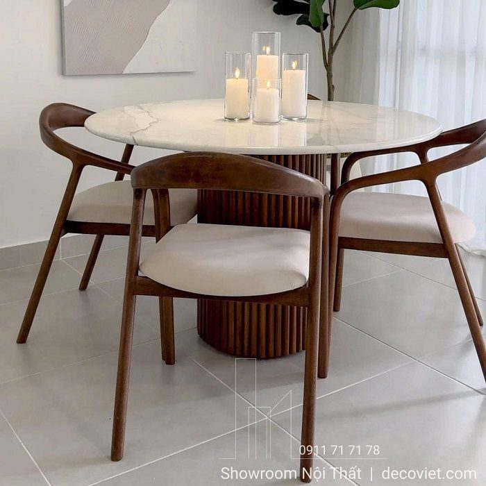 Bàn Ăn Tròn Gỗ 4 Ghế 2911S
