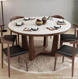 Bàn Ăn Tròn Gỗ 6 Ghế 2912S