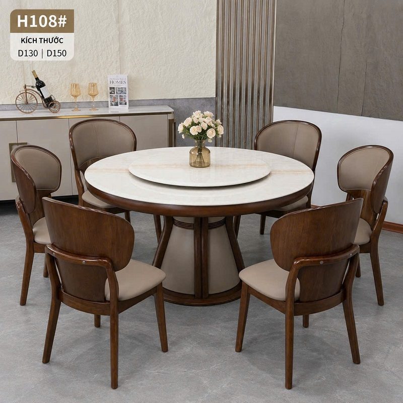 Bàn Ăn Tròn Gỗ 6 Người 3015S