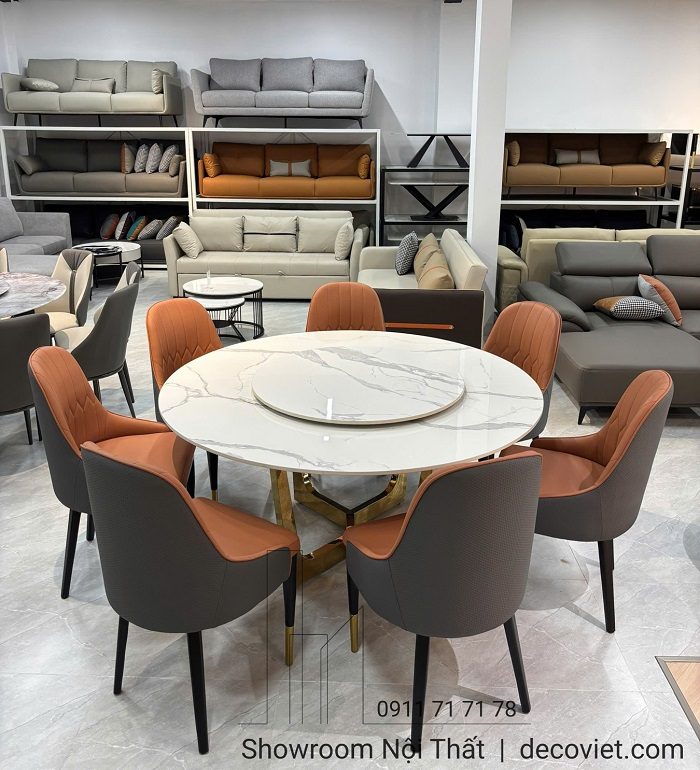 Bàn Ăn Tròn Mặt Đá Sang Trọng 2663S