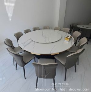 Bàn Ăn Tròn Xoay 12 Người Mặt Đá 2700S
