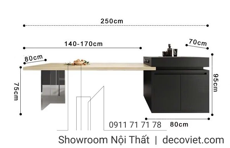Bàn Đảo Bếp Nhập Khẩu 2346S