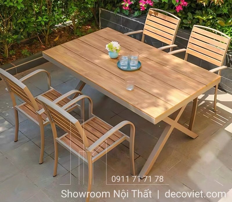 Bàn Ghế Giả Gỗ Sân Vườn 2040T