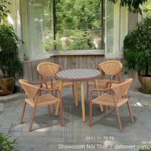 Bàn Ghế Ngoài Trời Giả Gỗ 2089T