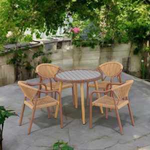 Bàn Ghế Ngoài Trời Giả Gỗ 2089T