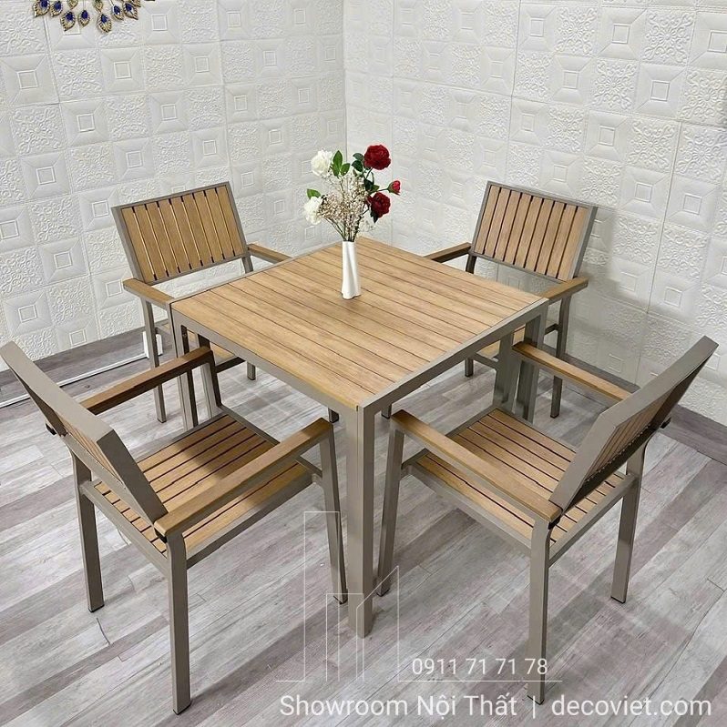 Bàn Ghế Nhôm Đúc Giả Gỗ 2090T