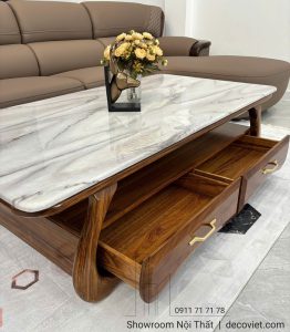 Bàn Trà Gỗ Tự Nhiên Mặt Đá 453S