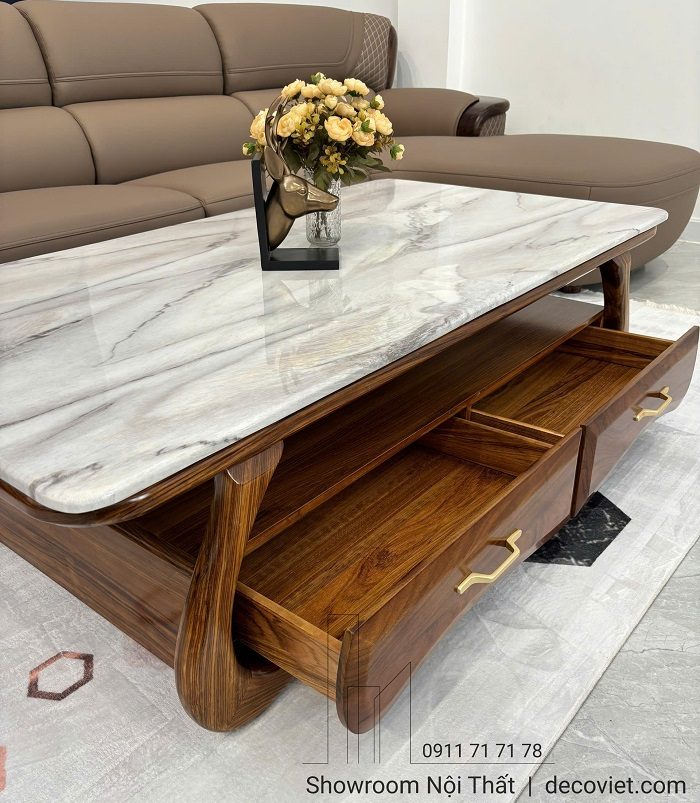 Bàn Trà Gỗ Tự Nhiên Mặt Đá 453S