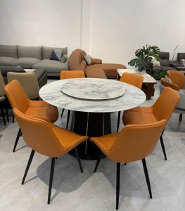 Bàn Tròn 6 Ghế Mặt Đá Cẩm Thạch 2734S