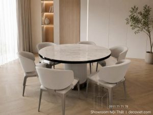 Bàn Tròn Chân Gỗ 6 Ghế 3035S