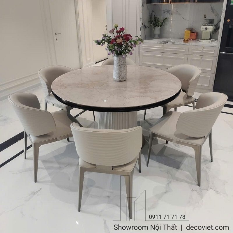 Bàn Tròn Chân Gỗ 6 Ghế 3035S
