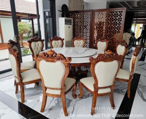 Bàn Tròn Gỗ Mun 10 Ghế Tân Cổ Điển 2732S