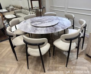 Bàn Tròn Mặt Đá 1m6 8 Ghế 2854S