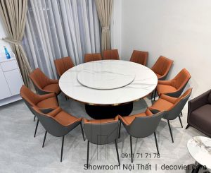 Bàn Tròn Mặt Đá 2m Mâm Xoay 12 Ghế 2526S