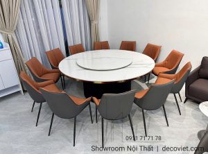 Bàn Tròn Mặt Đá 2m Mâm Xoay 12 Ghế 2526S