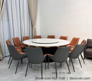 Bàn Tròn Mặt Đá 2m Mâm Xoay 12 Ghế 2526S