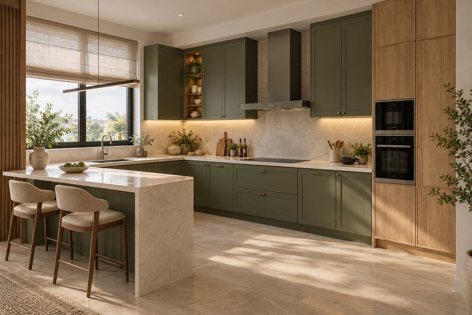 Bàn ăn mặt đá đen trong một căn hộ Nhà Decor đã thi công và bàn giao