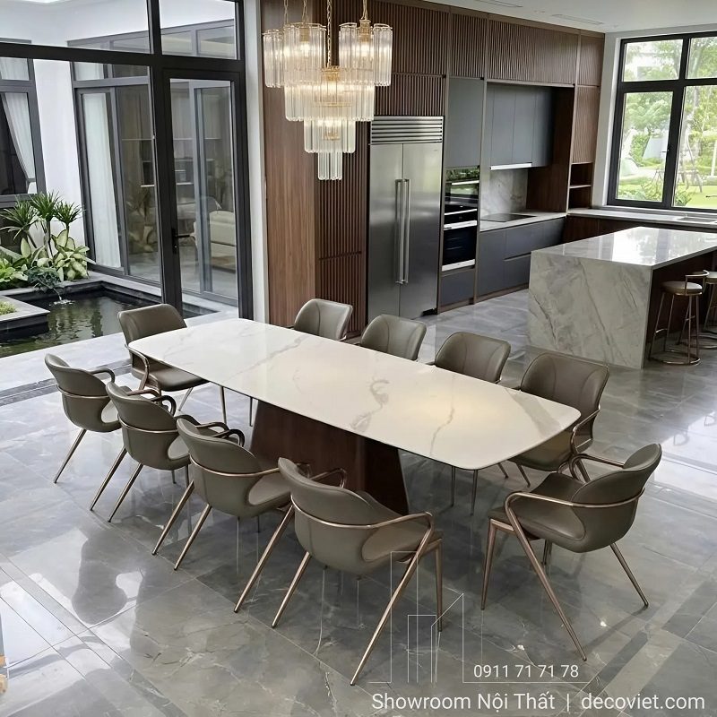 Bộ Bàn Ăn 10 Ghế Mặt Đá 2981S