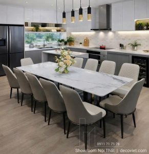 Bộ Bàn Ăn 12 Ghế Mặt Đá 2m6 2861S