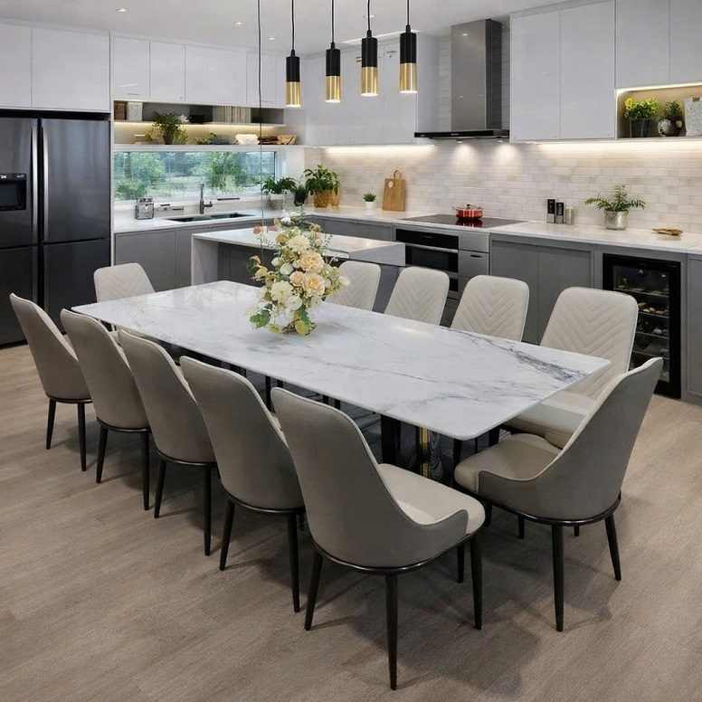 Bộ Bàn Ăn 12 Ghế Mặt Đá 2m6 2861S