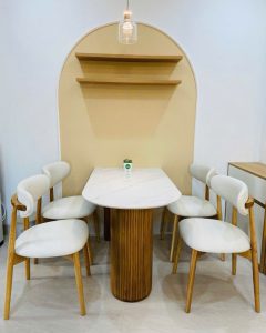Bộ Bàn Ăn 4 Ghế Chân Gỗ Hiện Đại 2482S