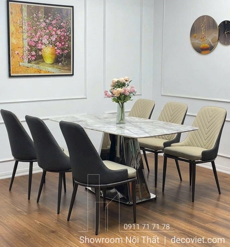 Bộ Bàn Ăn 6 Ghế Mặt Đá 2442S