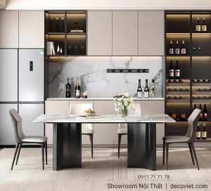 Bộ Bàn Ăn 6 Ghế Mặt Đá 2715S
