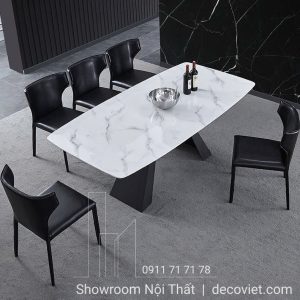 Bộ Bàn Ăn 6 Ghế Mặt Đá Ceramic 2428S