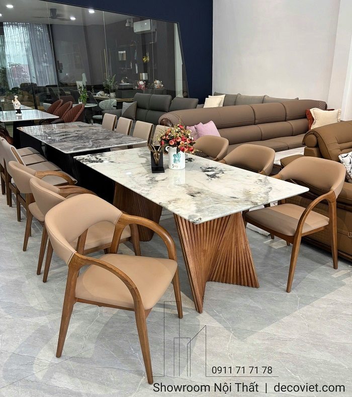 Bộ Bàn Ăn 6 Ghế Mặt Đá Chân Gỗ 2610S