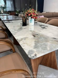 Bộ Bàn Ăn 6 Ghế Mặt Đá Chân Gỗ 2610S